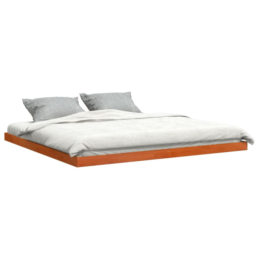 Bedframe massief grenenhout wasbruin 180x200 cm