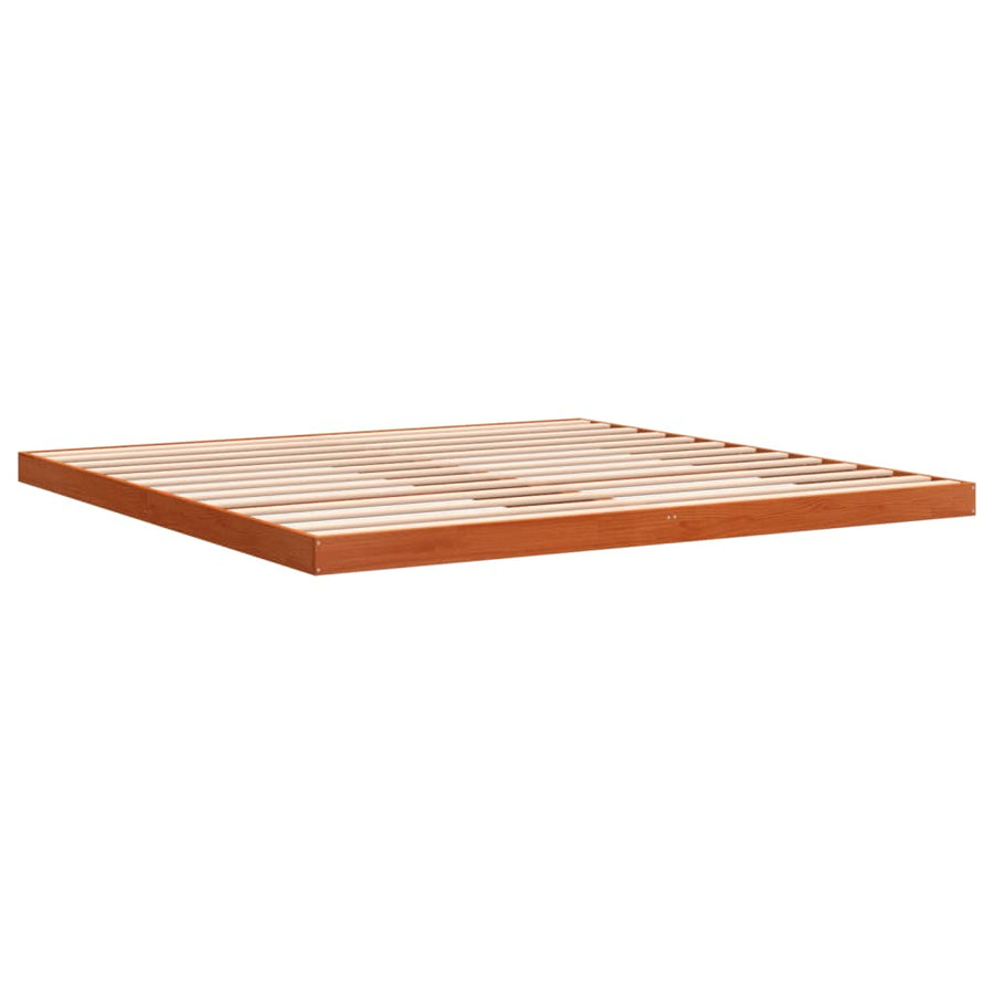 Bedframe massief grenenhout wasbruin 180x200 cm