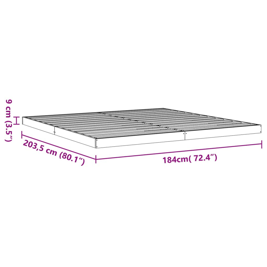 Bedframe massief grenenhout wasbruin 180x200 cm