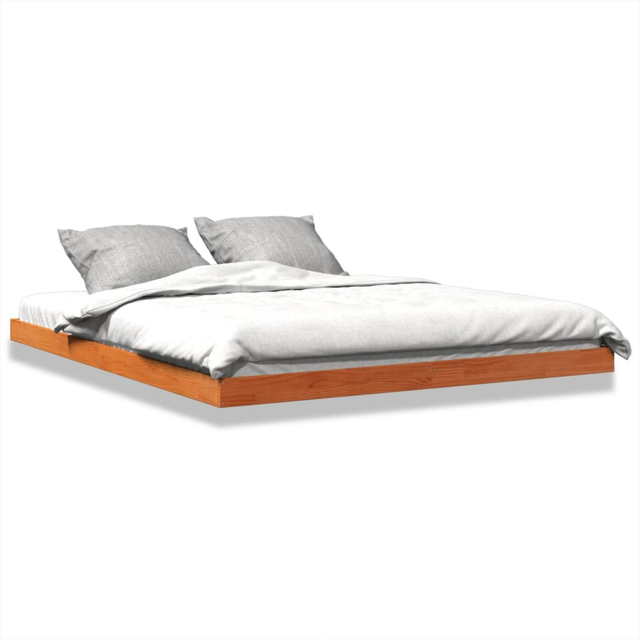 Bedframe massief grenenhout wasbruin 150x200 cm