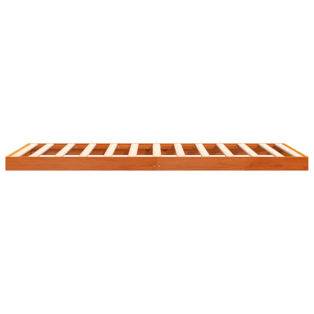 Bedframe massief grenenhout wasbruin 100x200 cm