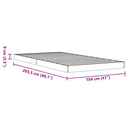 Bedframe massief grenenhout wasbruin 100x200 cm