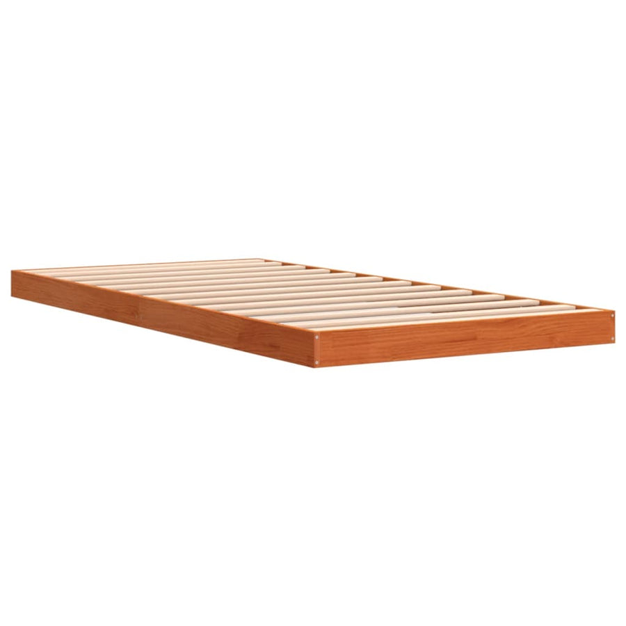 Bedframe massief grenenhout wasbruin 90x200 cm