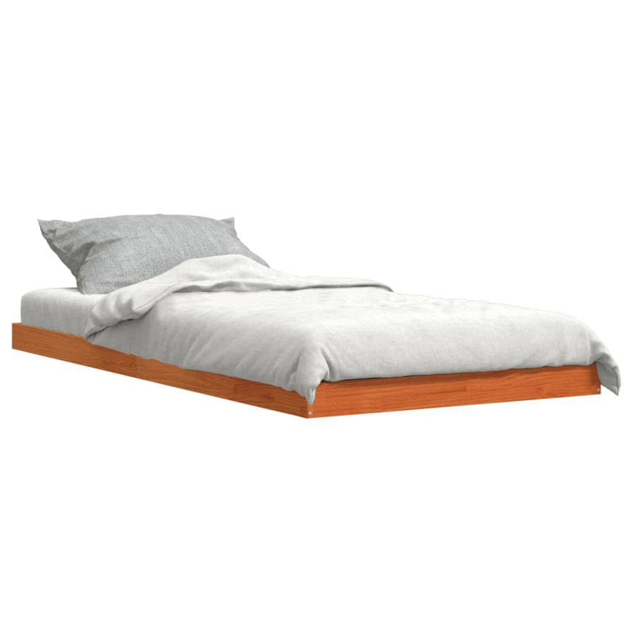 Bedframe massief grenenhout wasbruin 90x200 cm