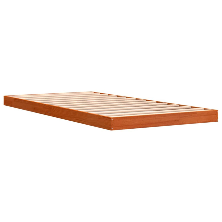 Bedframe massief grenenhout wasbruin 90x200 cm