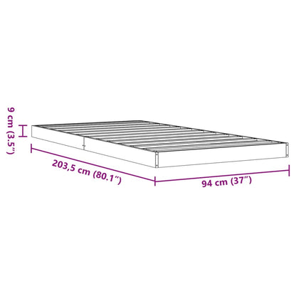 Bedframe massief grenenhout wasbruin 90x200 cm