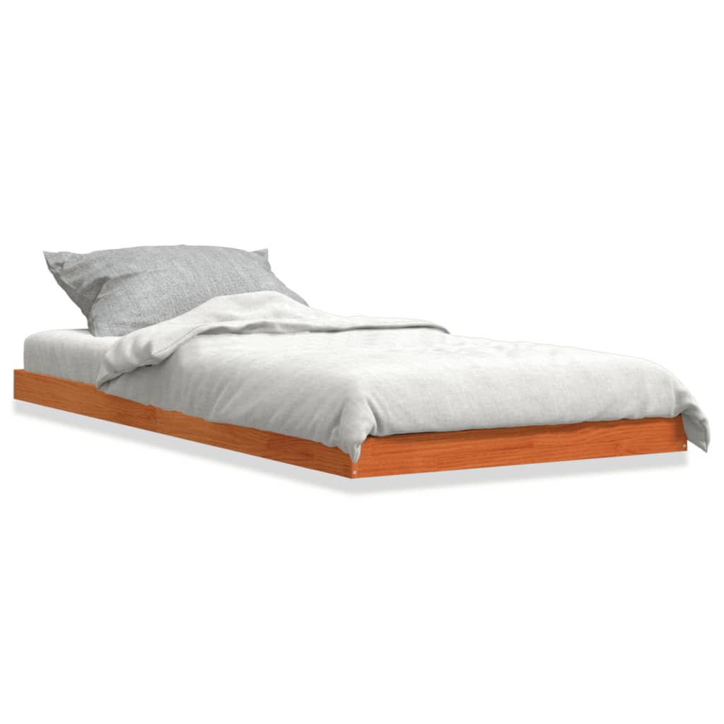 Bedframe massief grenenhout wasbruin 90x200 cm