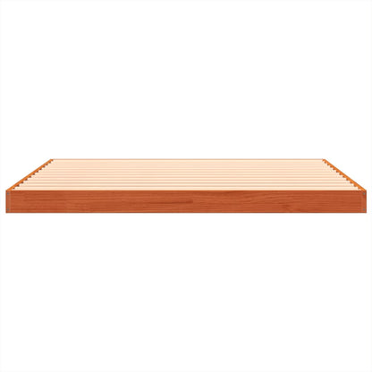 Bedframe massief grenenhout wasbruin 135x190 cm