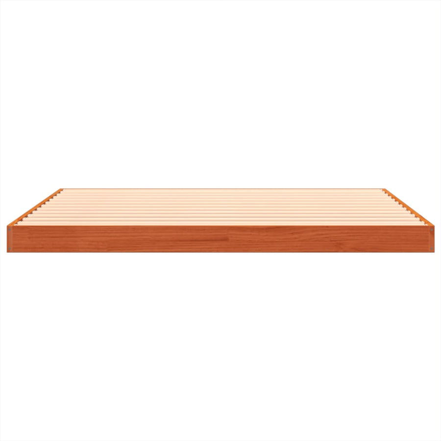 Bedframe massief grenenhout wasbruin 135x190 cm