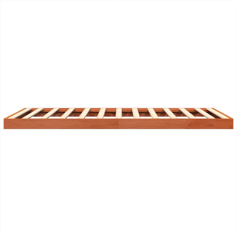 Bedframe massief grenenhout wasbruin 135x190 cm