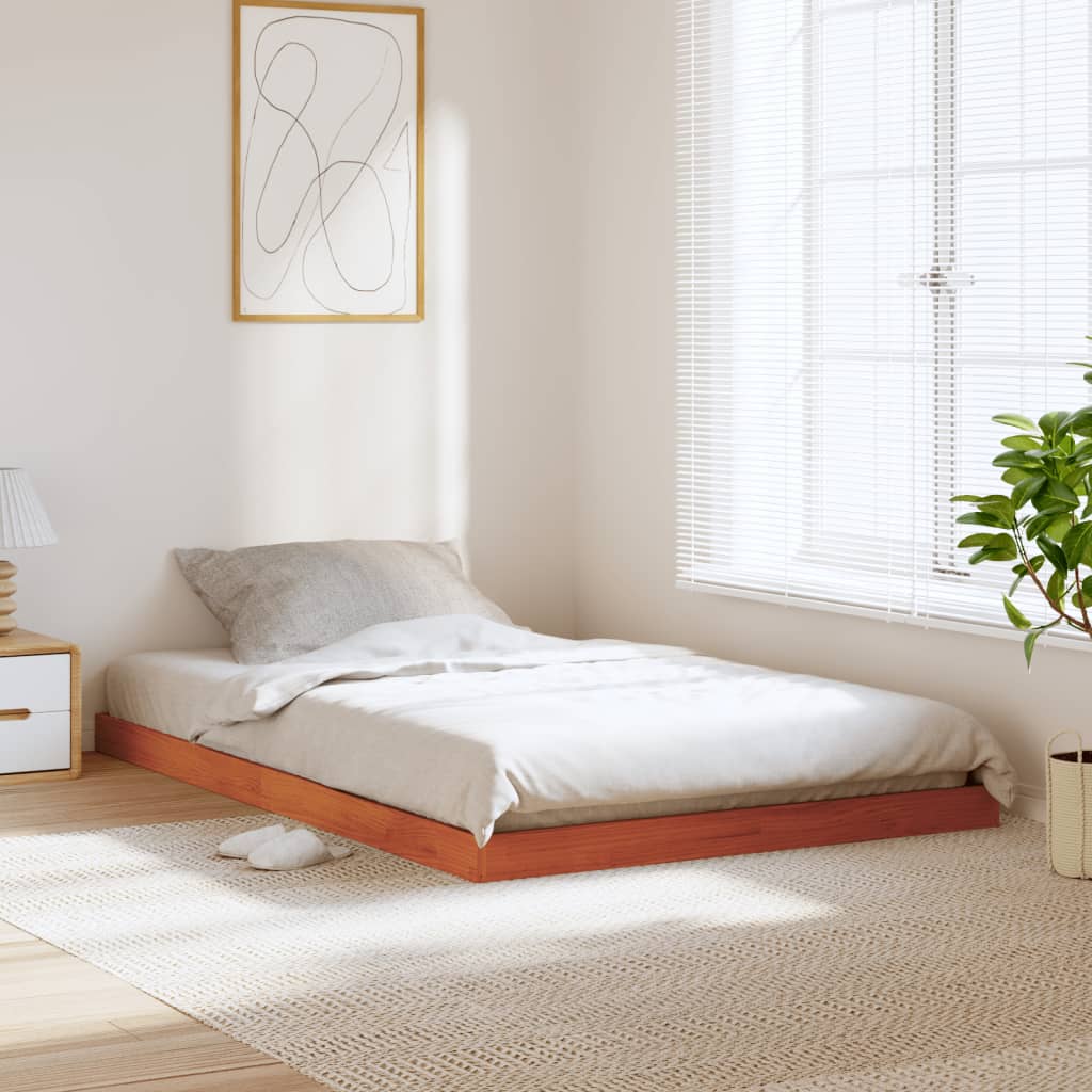 Bedframe massief grenenhout wasbruin 120x190 cm