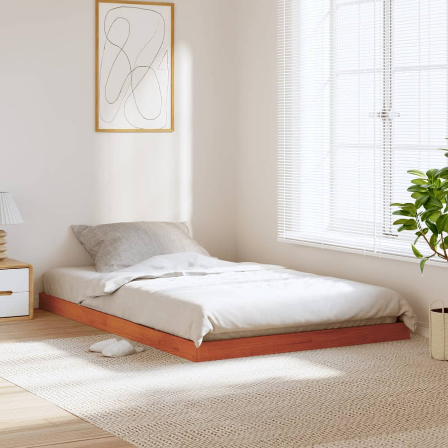 Bedframe massief grenenhout wasbruin 120x190 cm
