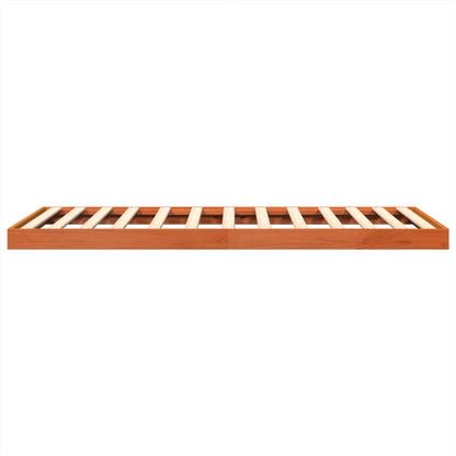 Bedframe massief grenenhout wasbruin 120x190 cm