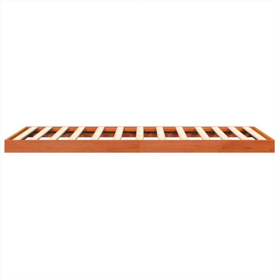 Bedframe massief grenenhout wasbruin 120x190 cm