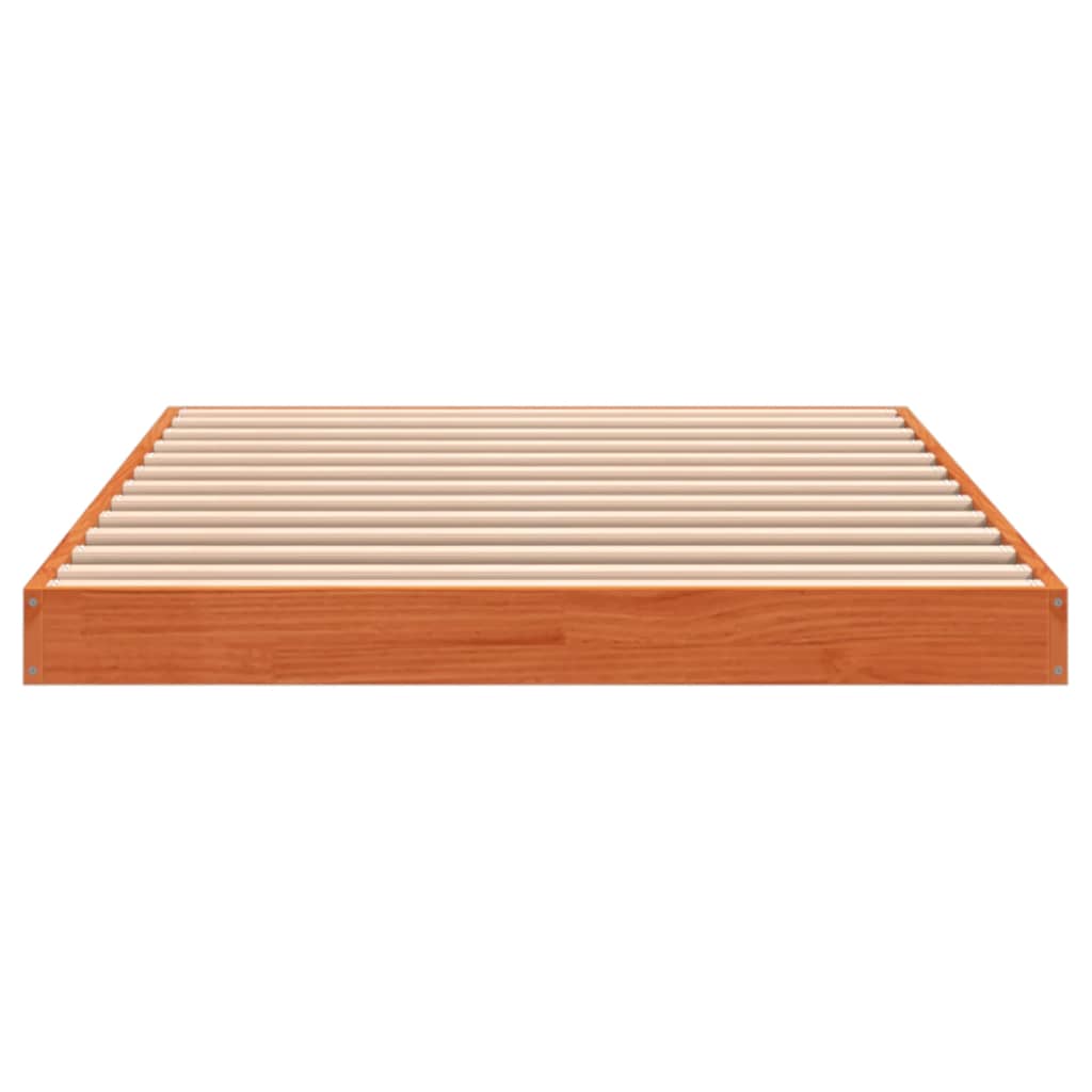 Bedframe massief grenenhout wasbruin 75x190 cm