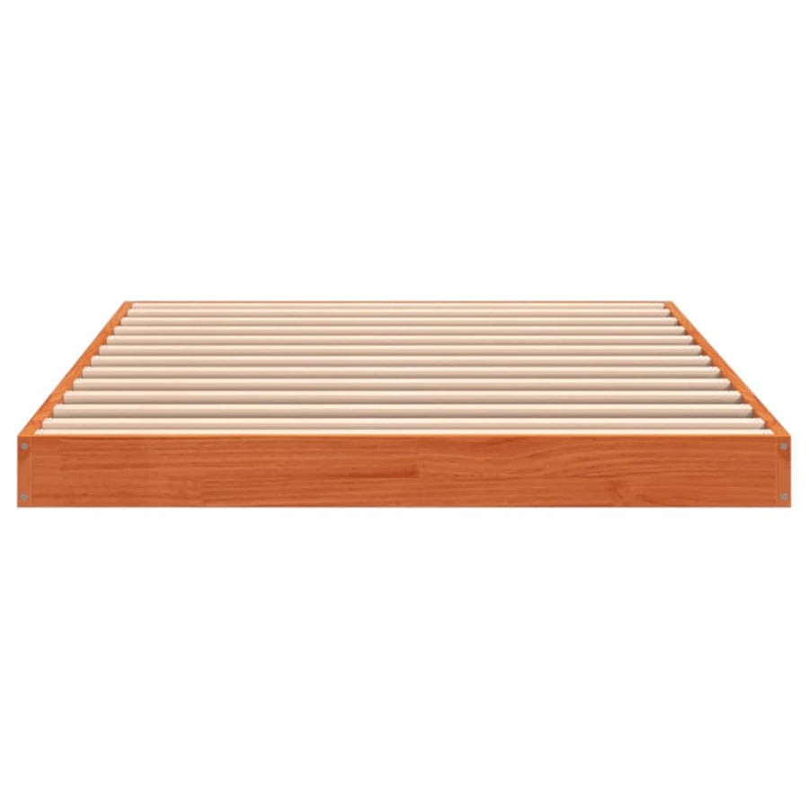 Bedframe massief grenenhout wasbruin 75x190 cm