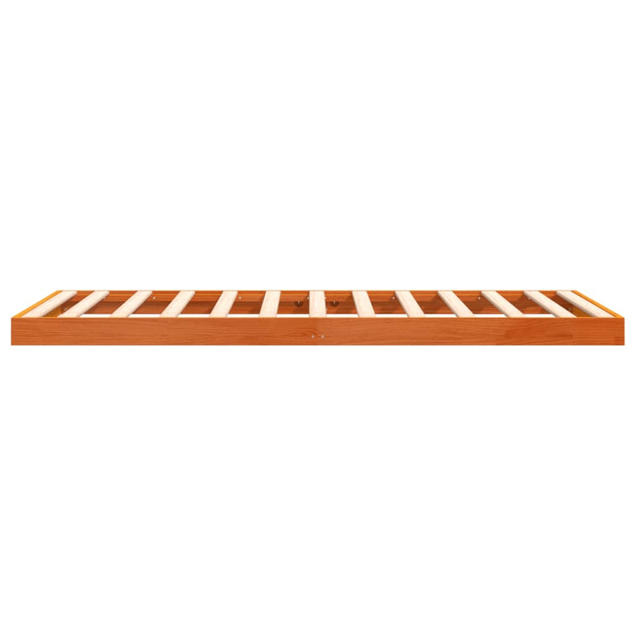 Bedframe massief grenenhout wasbruin 75x190 cm