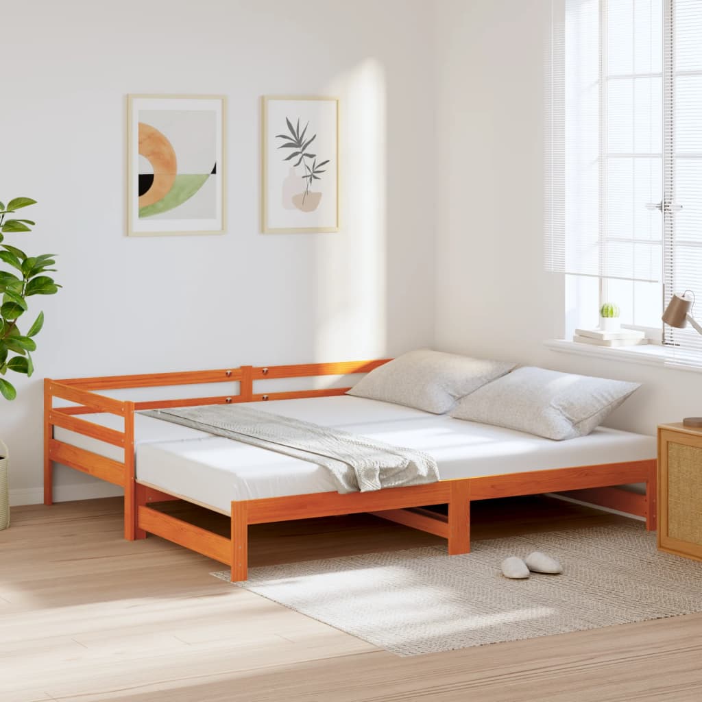 Slaapbank met onderschuifbed 90x190 cm massief grenenhout