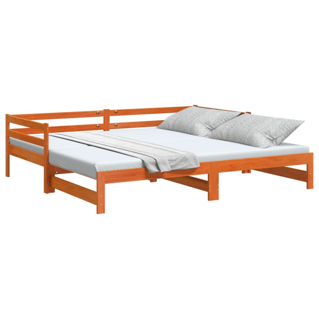 Slaapbank met onderschuifbed 90x190 cm massief grenenhout