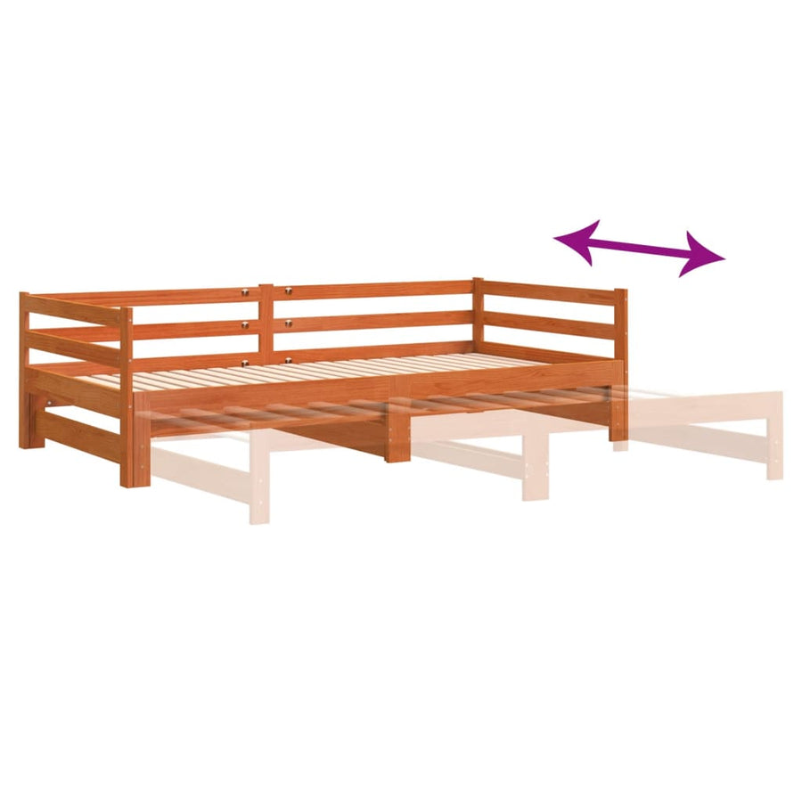 Slaapbank met onderschuifbed 80x200 cm massief grenenhout