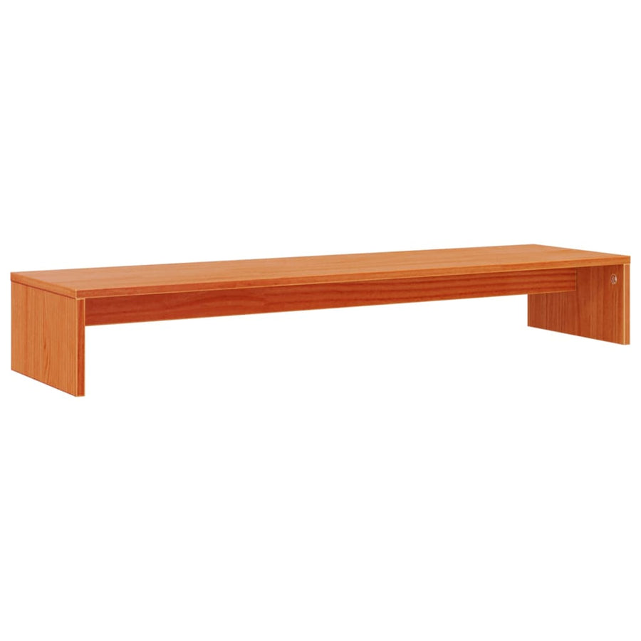 Monitorstandaard 100x27x15 cm massief grenenhout wasbruin
