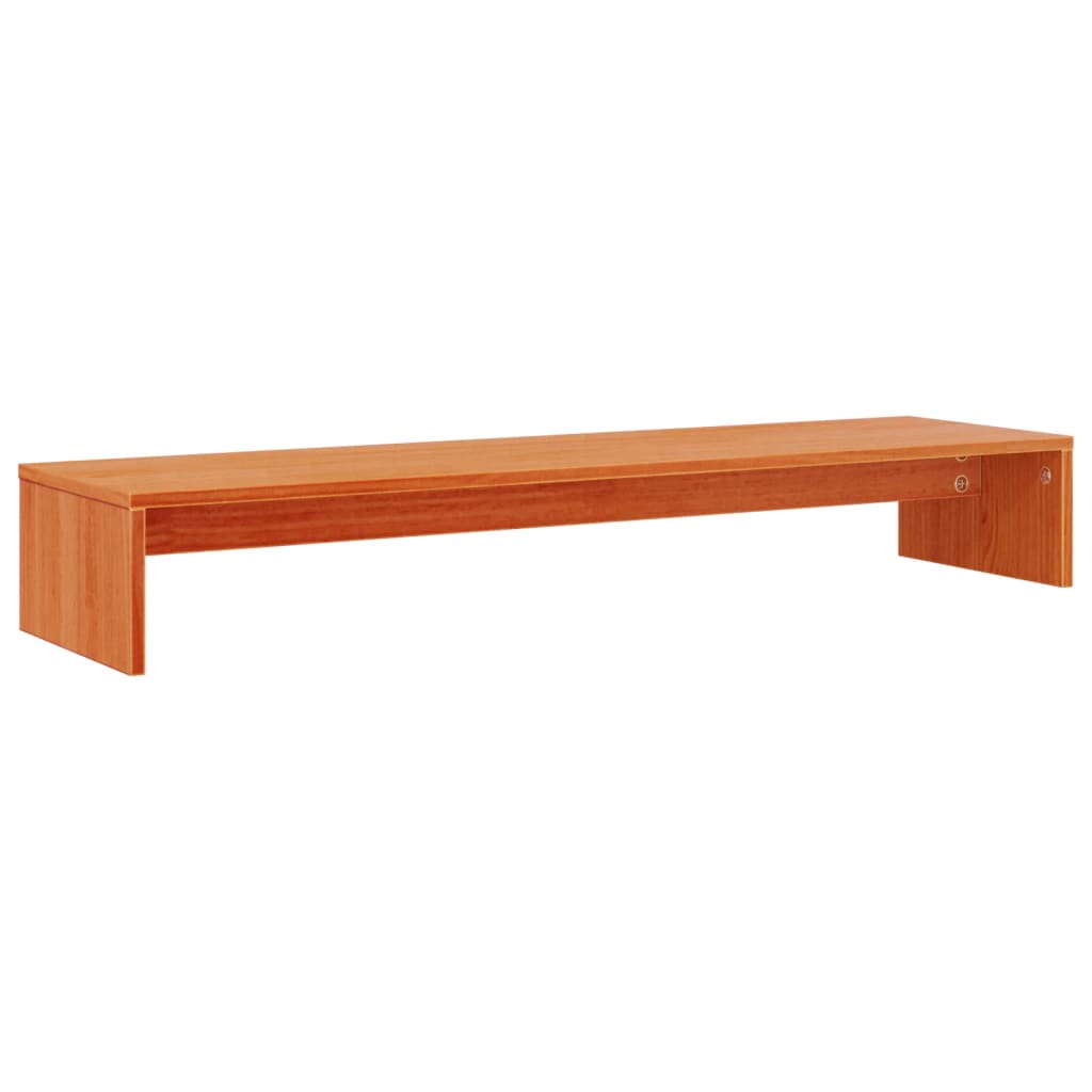 Monitorstandaard 100x27x15 cm massief grenenhout wasbruin