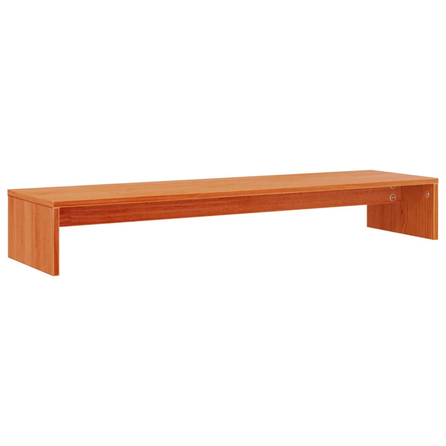 Monitorstandaard 100x27x15 cm massief grenenhout wasbruin