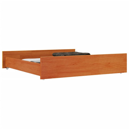 Bedlades 2 st massief grenenhout wasbruin