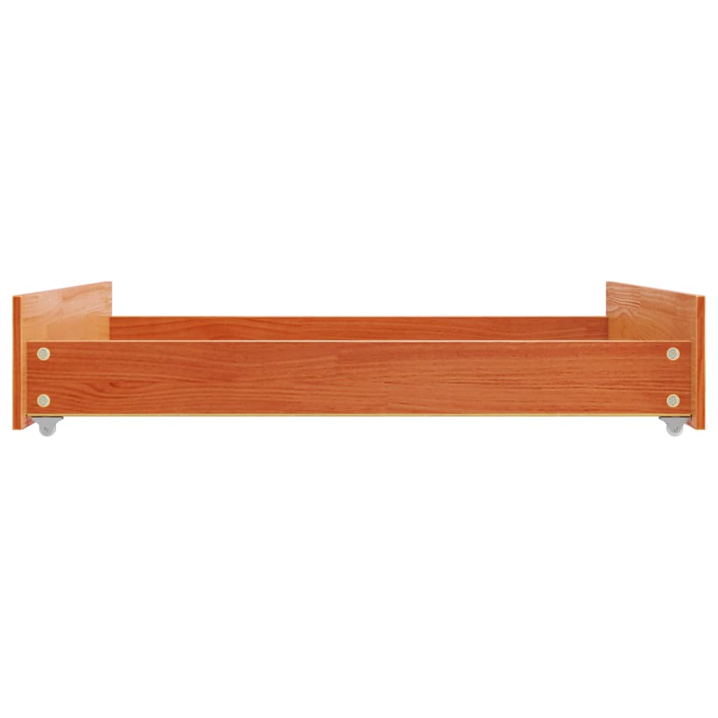 Bedlades 2 st massief grenenhout wasbruin