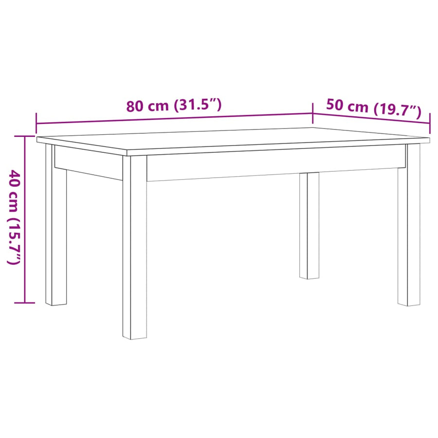 Salontafel 80x50x40 cm massief grenenhout wasbruin