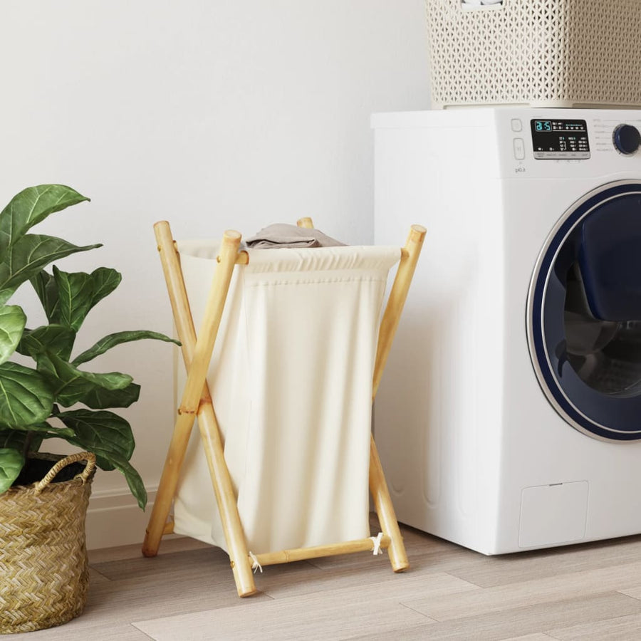 Wasmand 41,5x36x63,5 cm bamboe crèmewit