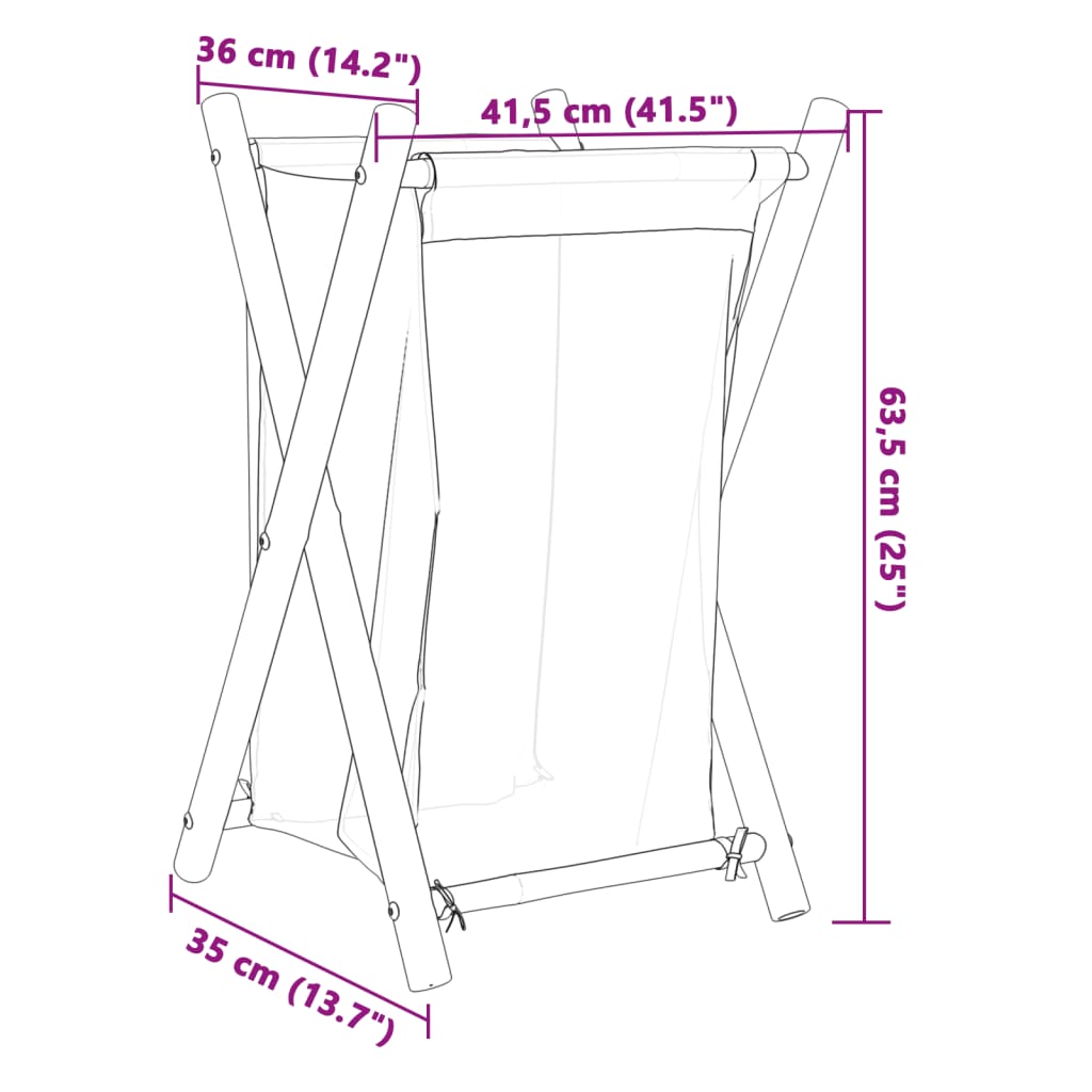 Wasmand 41,5x36x63,5 cm bamboe crèmewit