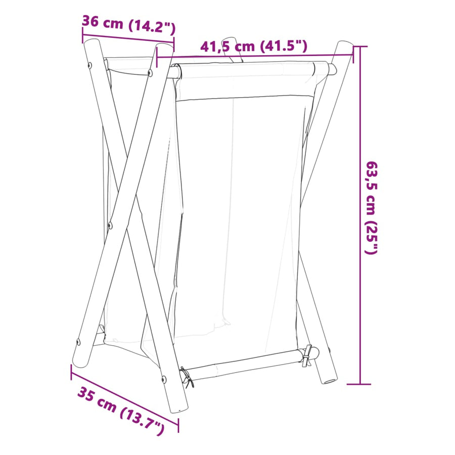 Wasmand 41,5x36x63,5 cm bamboe crèmewit