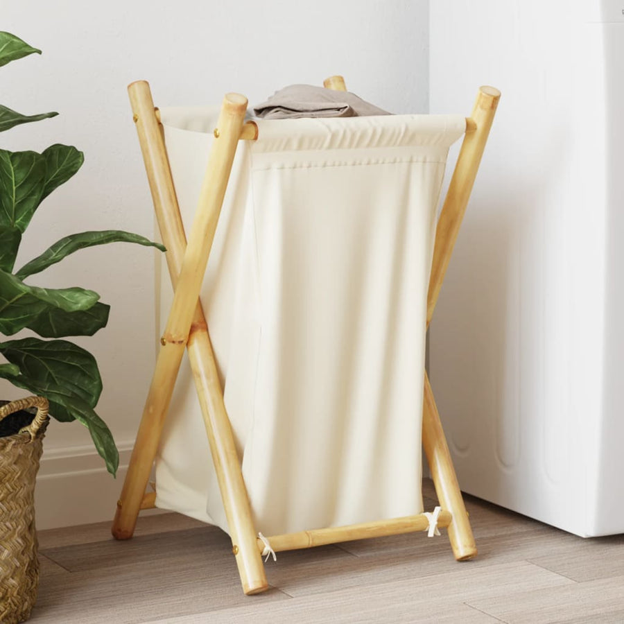Wasmand 41,5x36x63,5 cm bamboe crèmewit