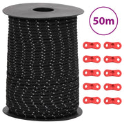 Tentscheerlijn 50 m 3 mm zwart reflecterend