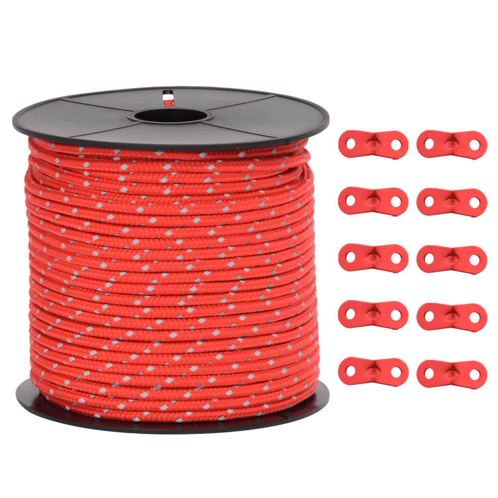 Tentscheerlijn met reflecterende strips en spanners 50 m 4 mm