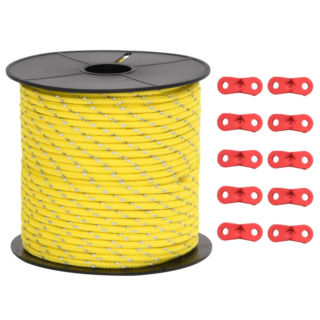 Tentscheerlijn met reflecterende strips en spanners 50 m 4 mm