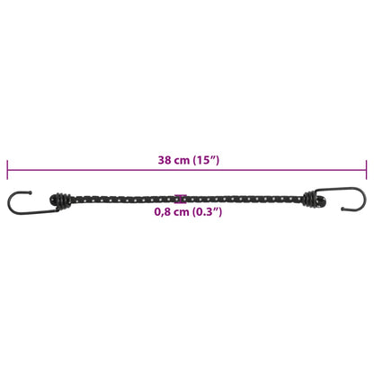 Spanelastieken met reflecterende strips en haken 25 stuks 38 cm