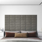 Wall Headboard 12 pcs Light Gray 30 x 15 cm Velvet