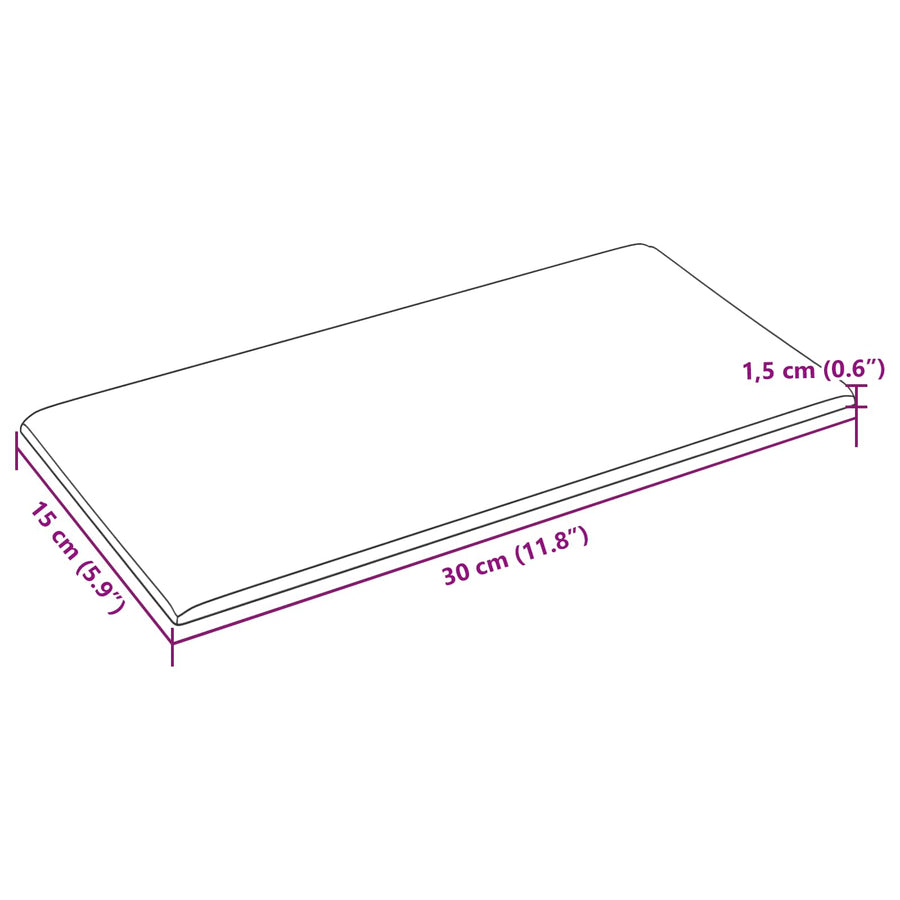 Wandhoofdbord 12 pcs Lichtgrijs 30 x 15 cm Fluweel