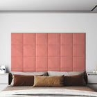 Wall Headboard 12 pcs Pink 30 x 30 cm Velvet