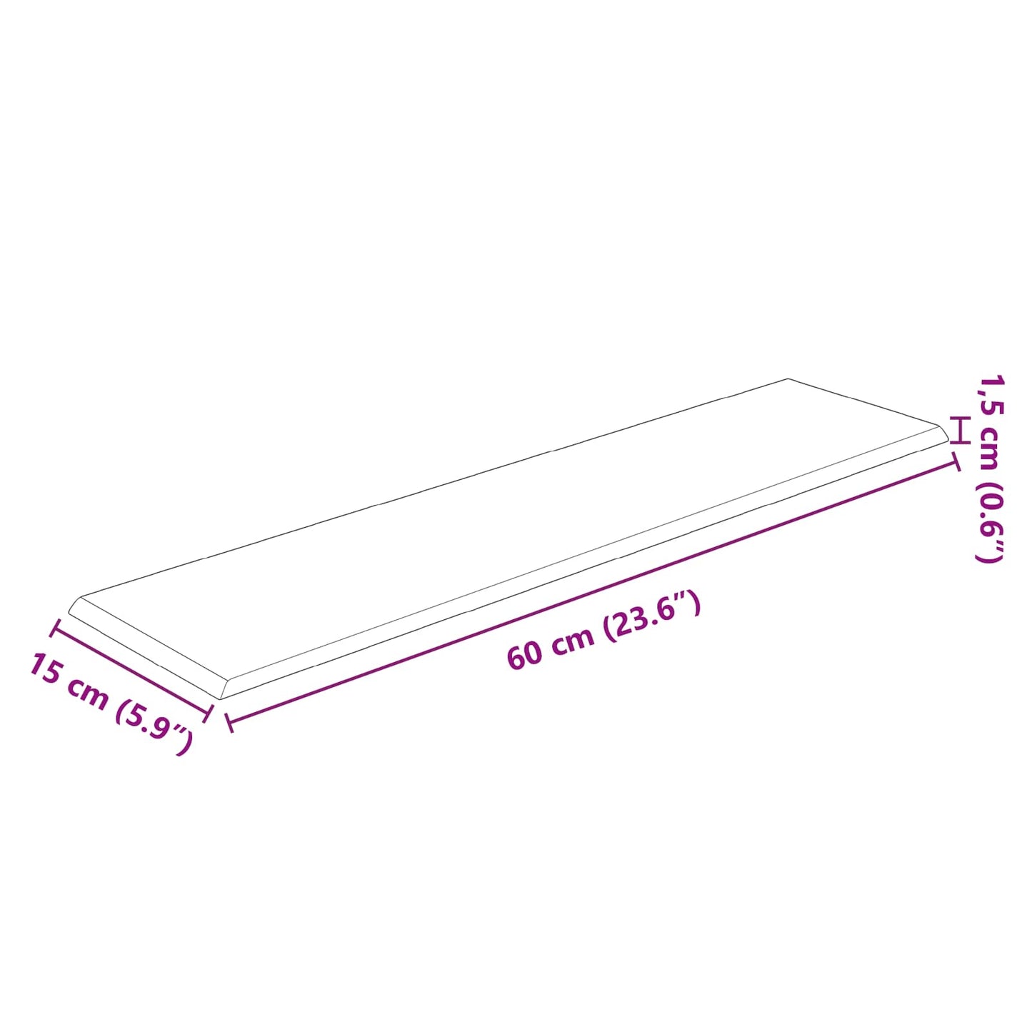 Wandhoofdbord 12 pcs Cappuccino 60 x 15 cm Stof