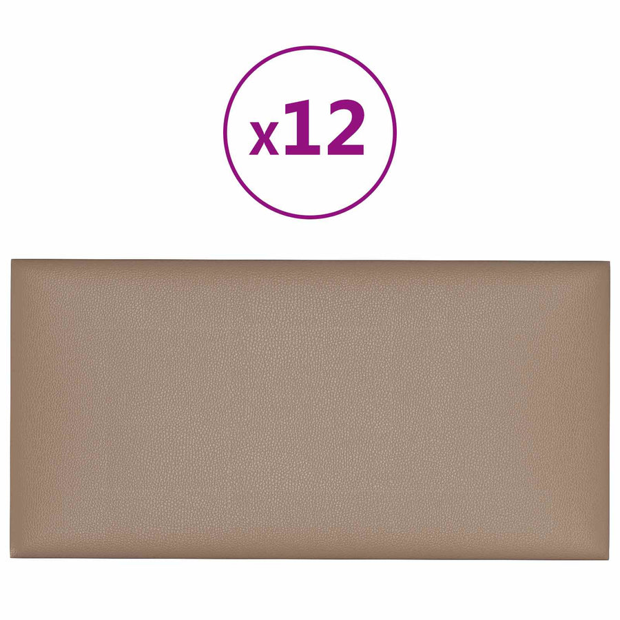 Wandhoofdbord 12 pcs Cappuccino 60 x 30 cm Stof