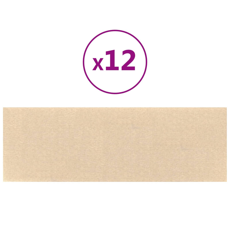 Wandhoofdbord 12 st 90 x 30 cm Crème Stof
