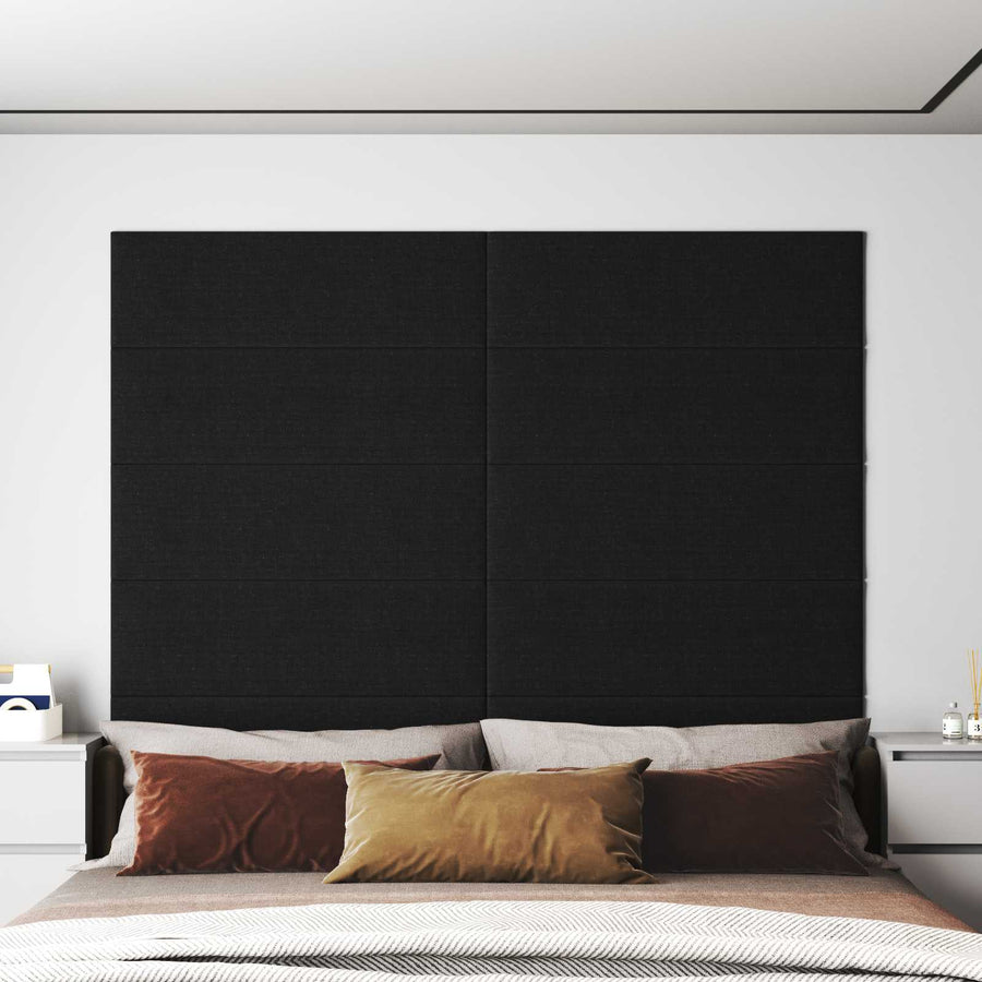 Wandhoofdbord 12 pcs Zwart 90 x 30 cm Stof