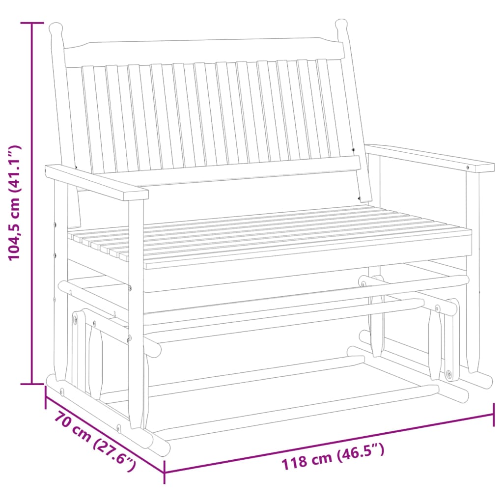 Schuifbankje 118x70x104,5 cm massief populierenhout wit