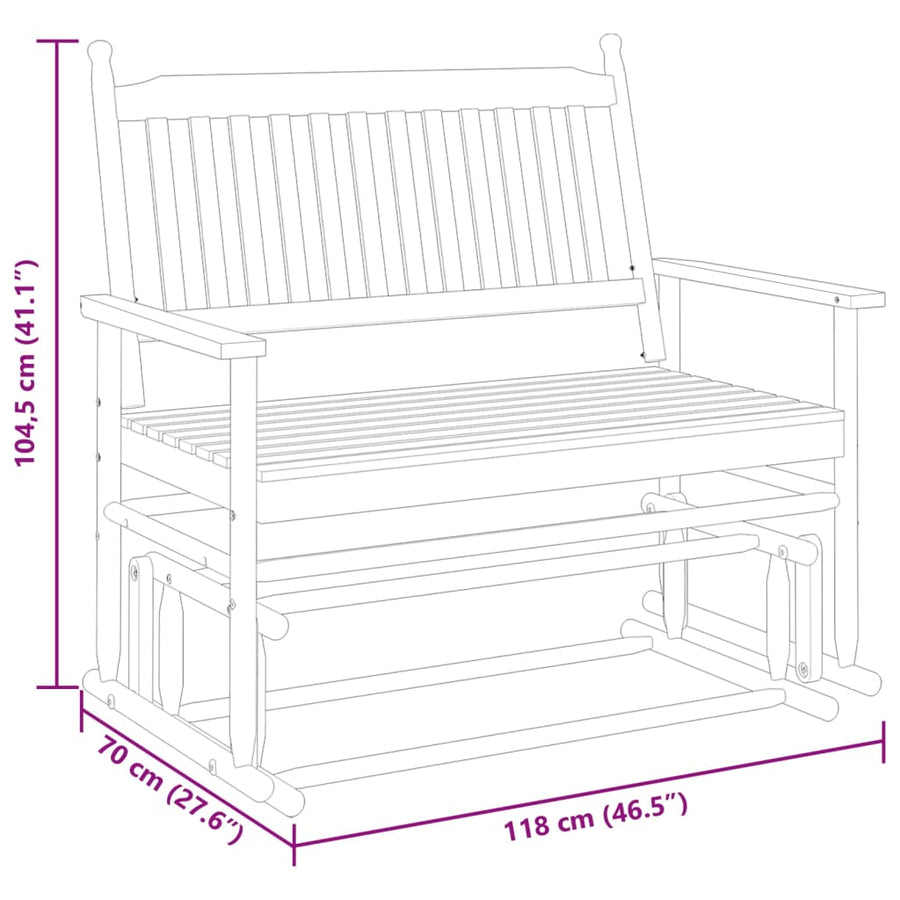 Schuifbankje 118x70x104,5 cm massief populierenhout wit