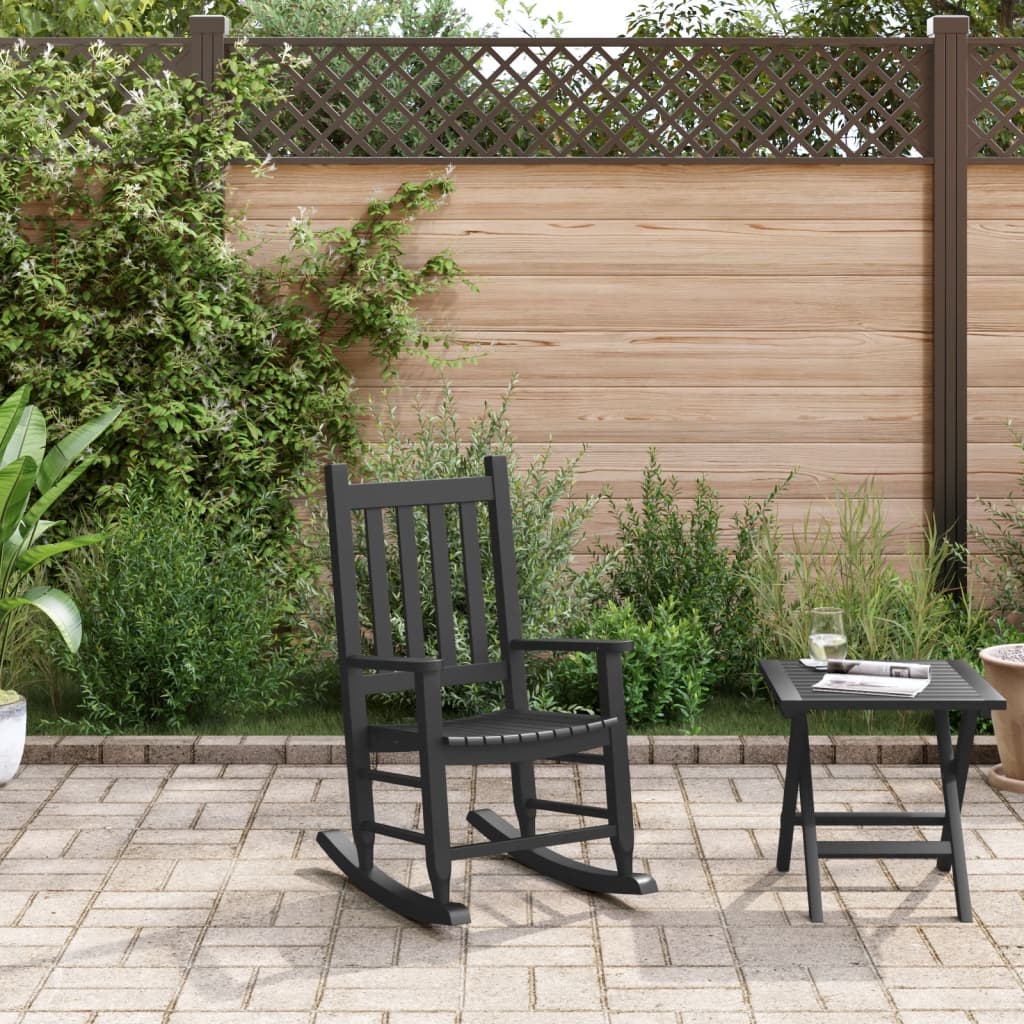 Schommelstoel voor kinderen massief populierenhout zwart