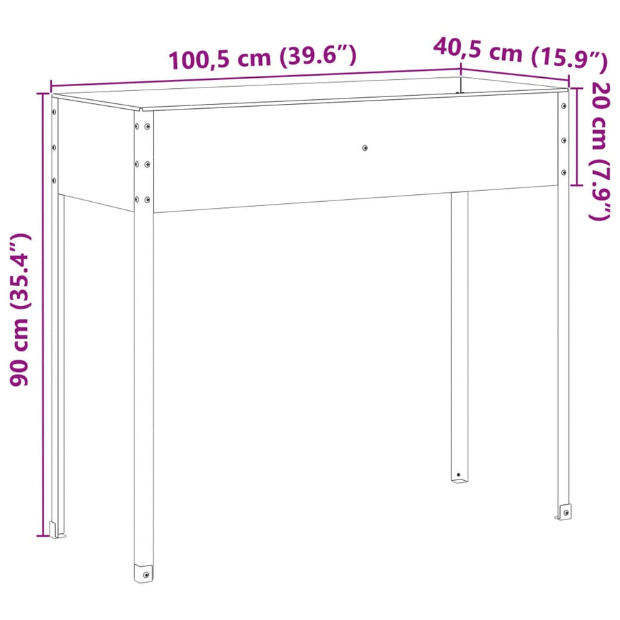 Plantenbak 100,5x40,5x90 cm weervast staal