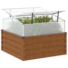 Planter with greenhouse-shaped weathering steel